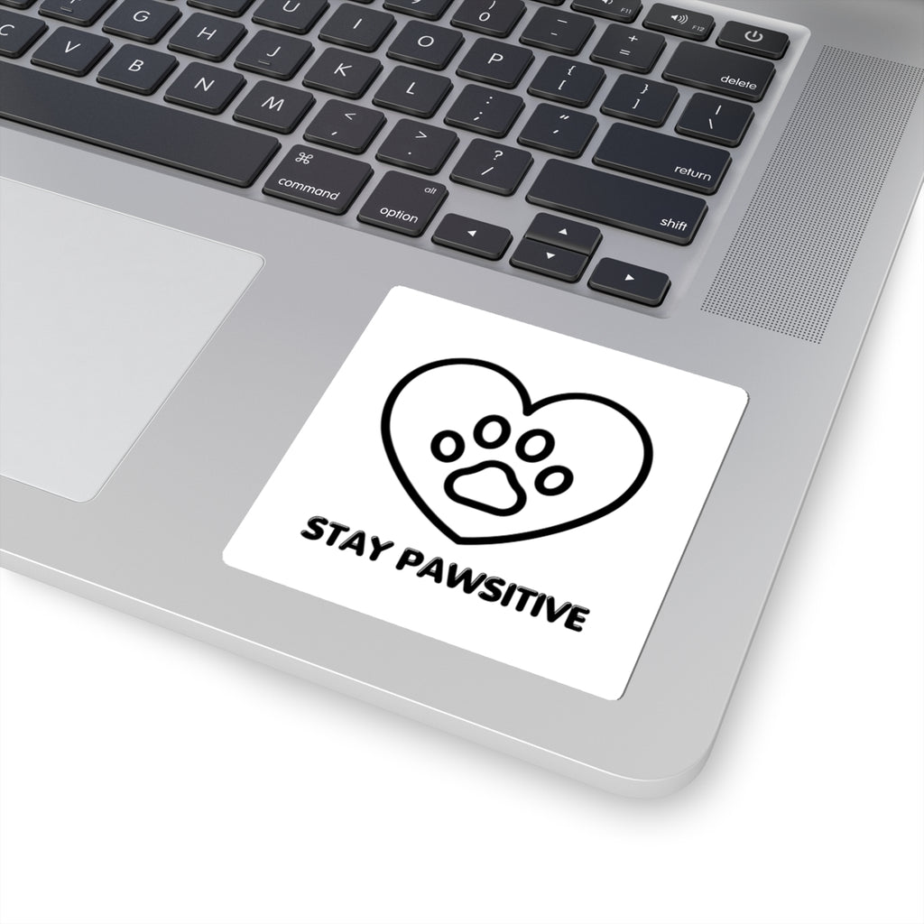 Stay Pawsitive Paw Heart Sticker — Cute Pet Positivity Kiss-Cut Sticker