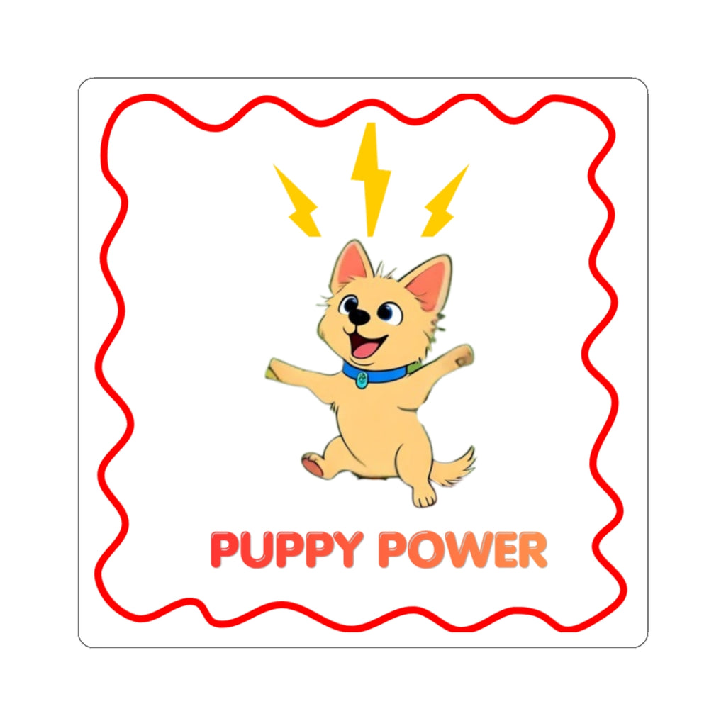 Puppy Power Sticker — Peeps Cute Energized Puppy Kiss-Cut Sticker