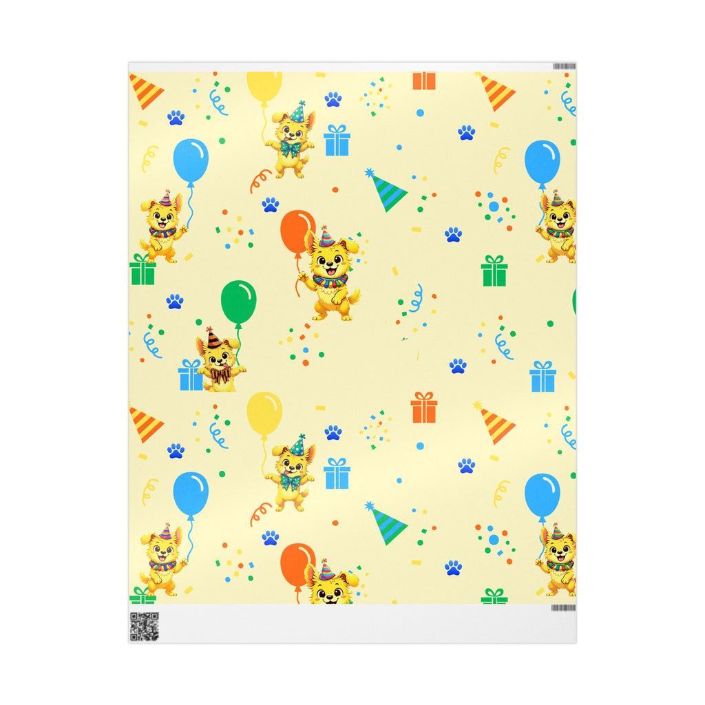 Silly Mutts Tales™ Peeps Birthday Gift Wrapping Paper – Butter Yellow