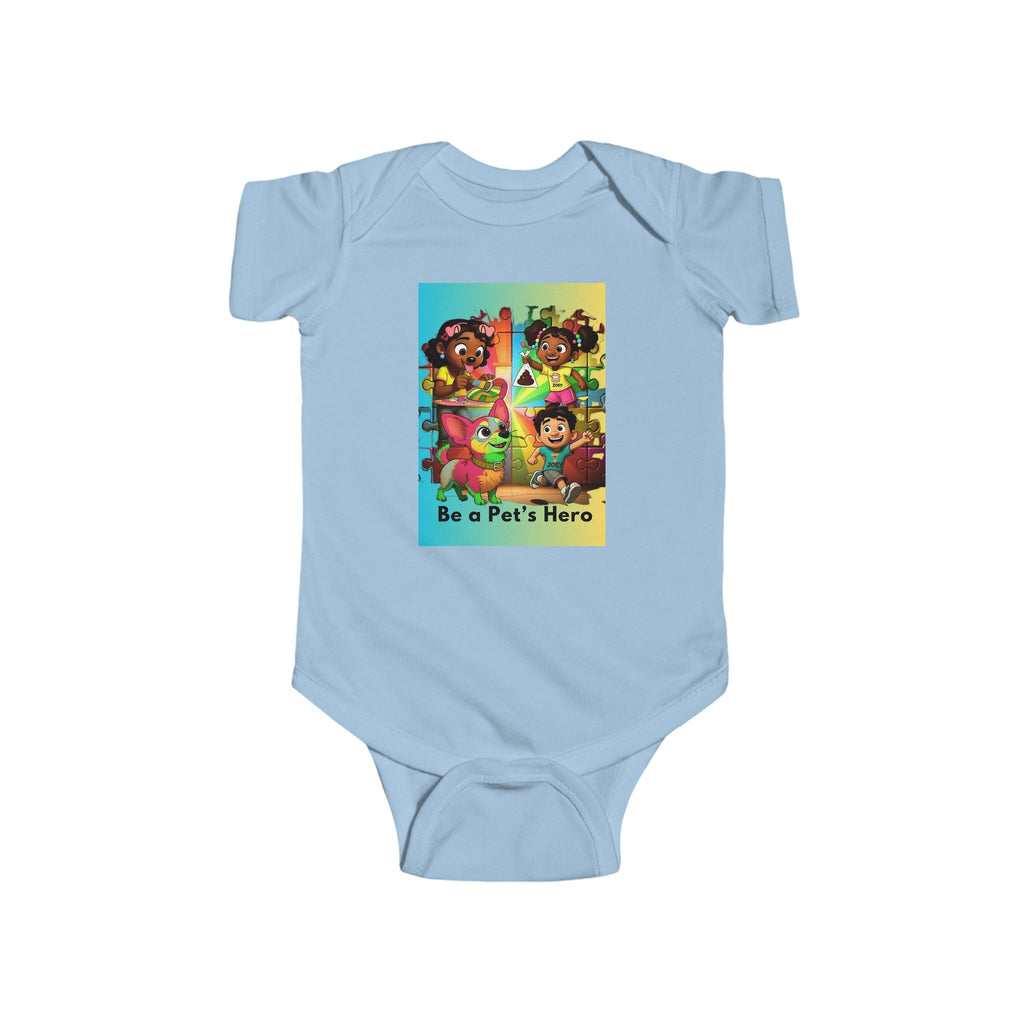 Infant Bodysuit — "Be A Pet's Hero" Silly Mutts Tales Zoey & Joey Book Characters