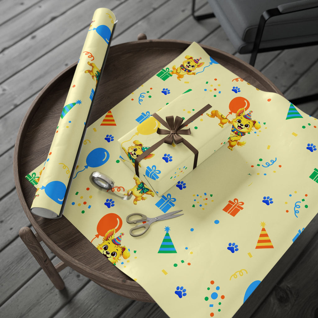 Silly Mutts Tales™ Peeps Birthday Gift Wrapping Paper – Butter Yellow