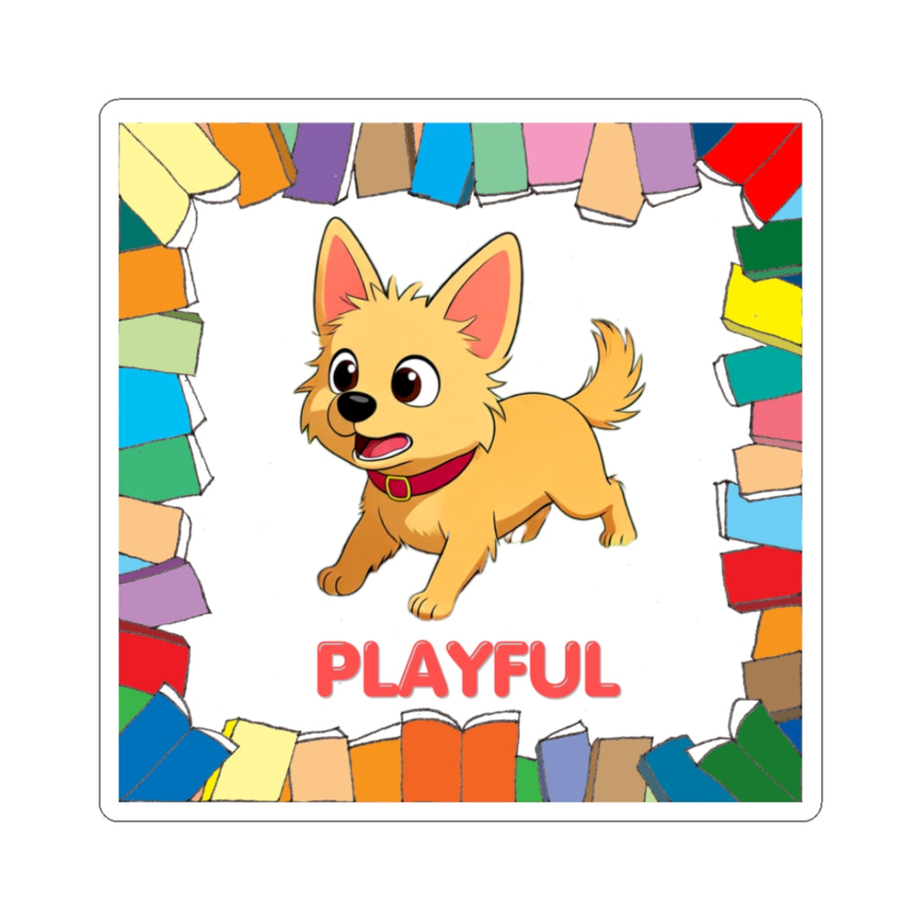 Playful Puppy Kiss-Cut Sticker — Peeps Cute Puppy Laptop Decal