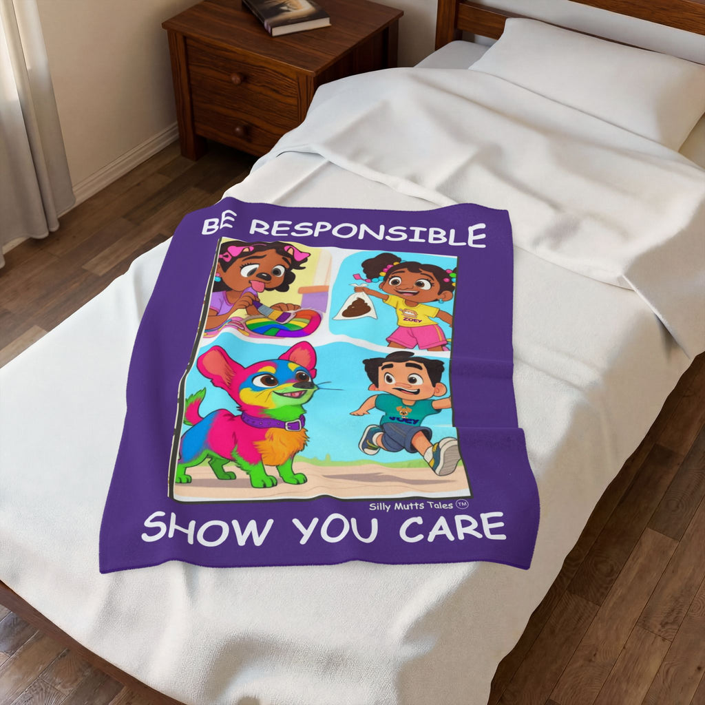 Be Responsible Kids Plush Blanket — "Be Responsible, Show You Care" Velveteen Throw for Children