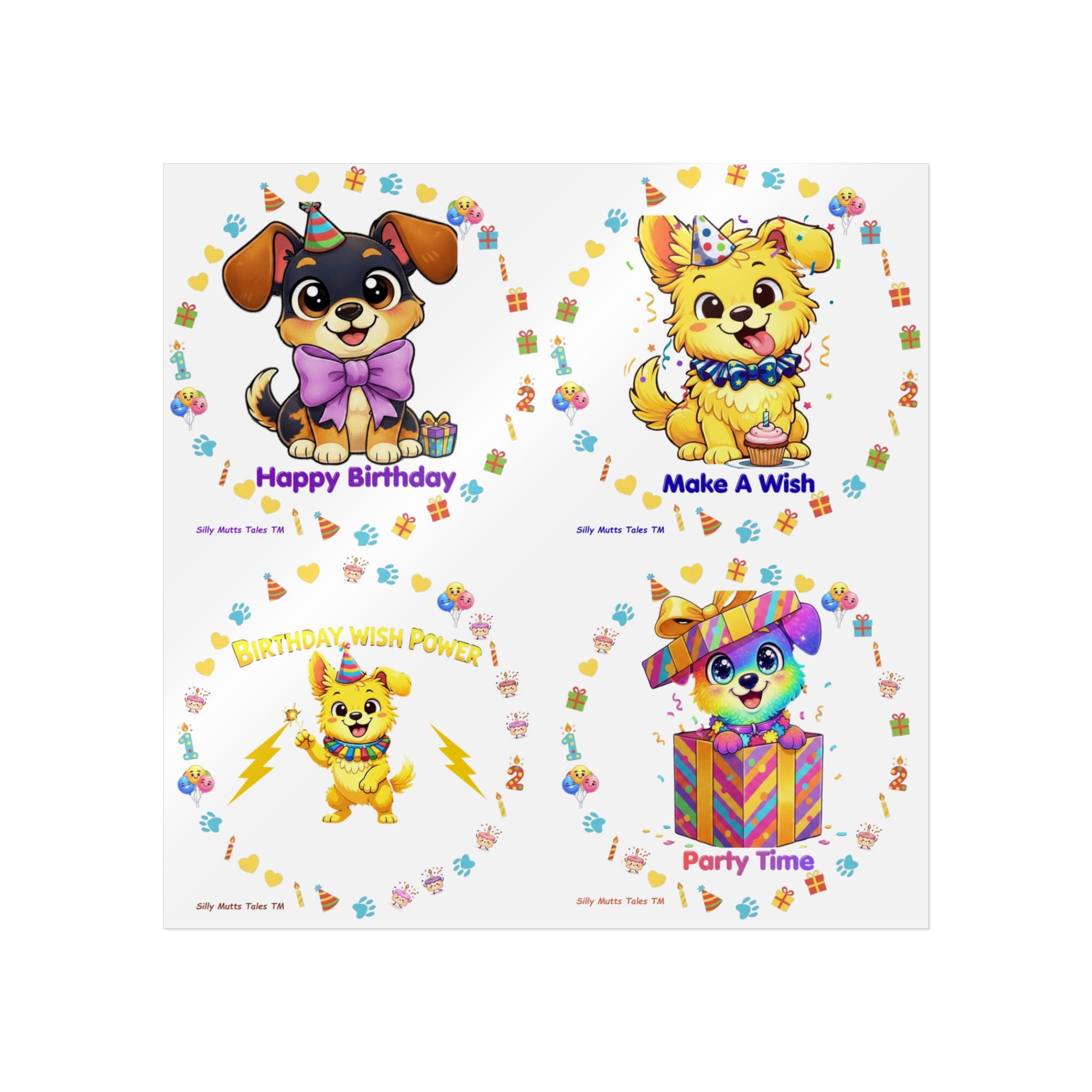 Silly Mutts Tales™ Birthday Puppy Sticker Sheet