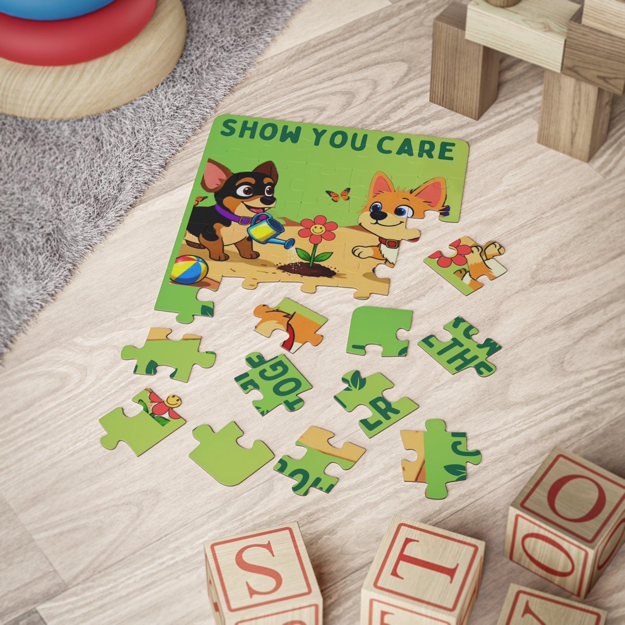 Kids' Puzzle — "Show You Care, Grow Together" Silly Mutts Tale Dogs (30-Piece)