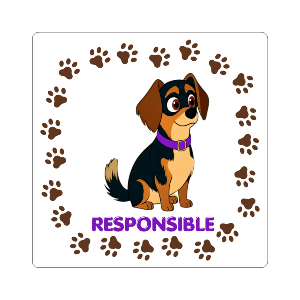 Responsible Pup Sticker — Candy Paw Print Kiss-Cut Sticker