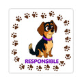 Responsible Pup Sticker — Candy Paw Print Kiss-Cut Sticker