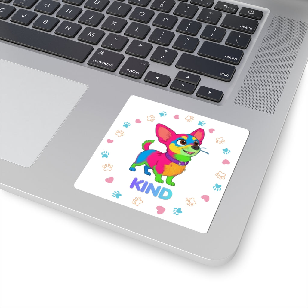 Kind Rainbow Pup Sticker — Candy Cute Paw Print Kiss-Cut Sticker