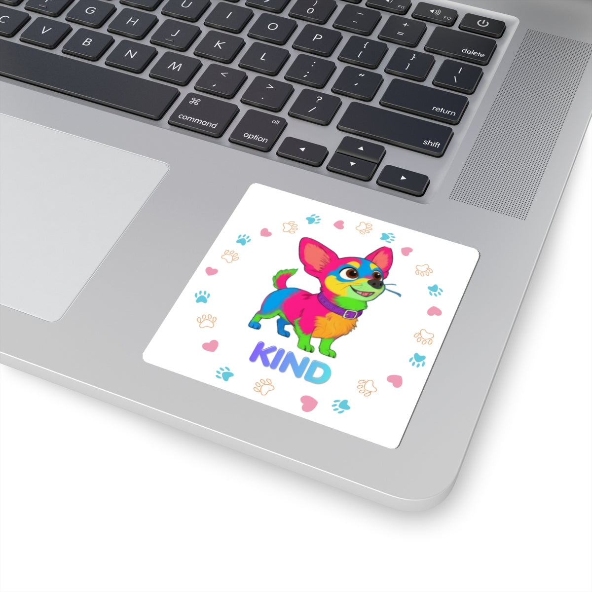 Kind Rainbow Pup Sticker — Candy Cute Paw Print Kiss-Cut Sticker