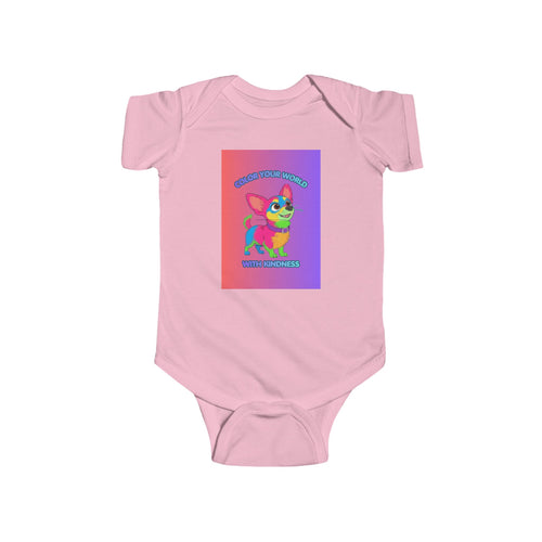 Color Your World With Kindness Infant Bodysuit — Rainbow Candy Dog