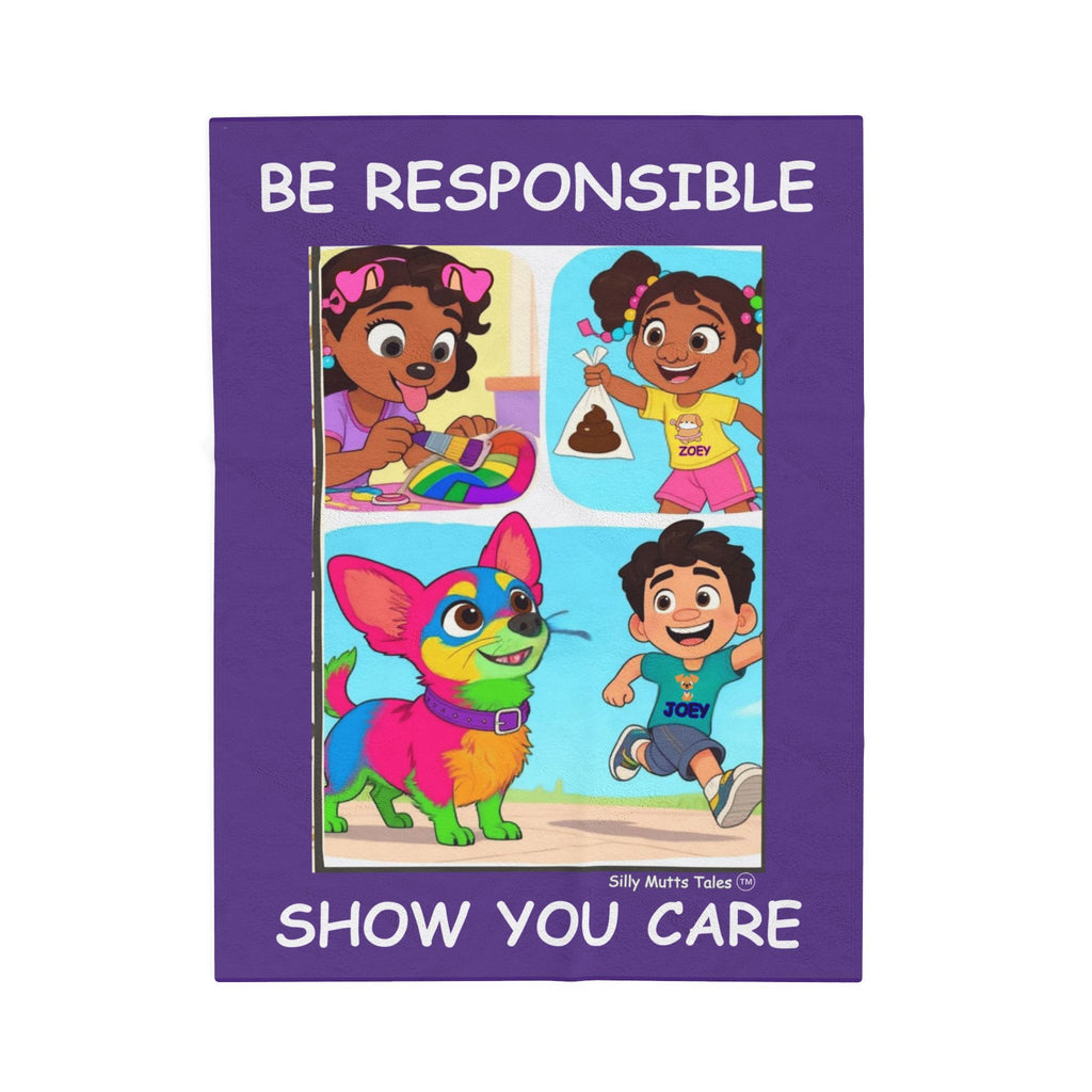 Be Responsible Kids Plush Blanket — "Be Responsible, Show You Care" Velveteen Throw for Children