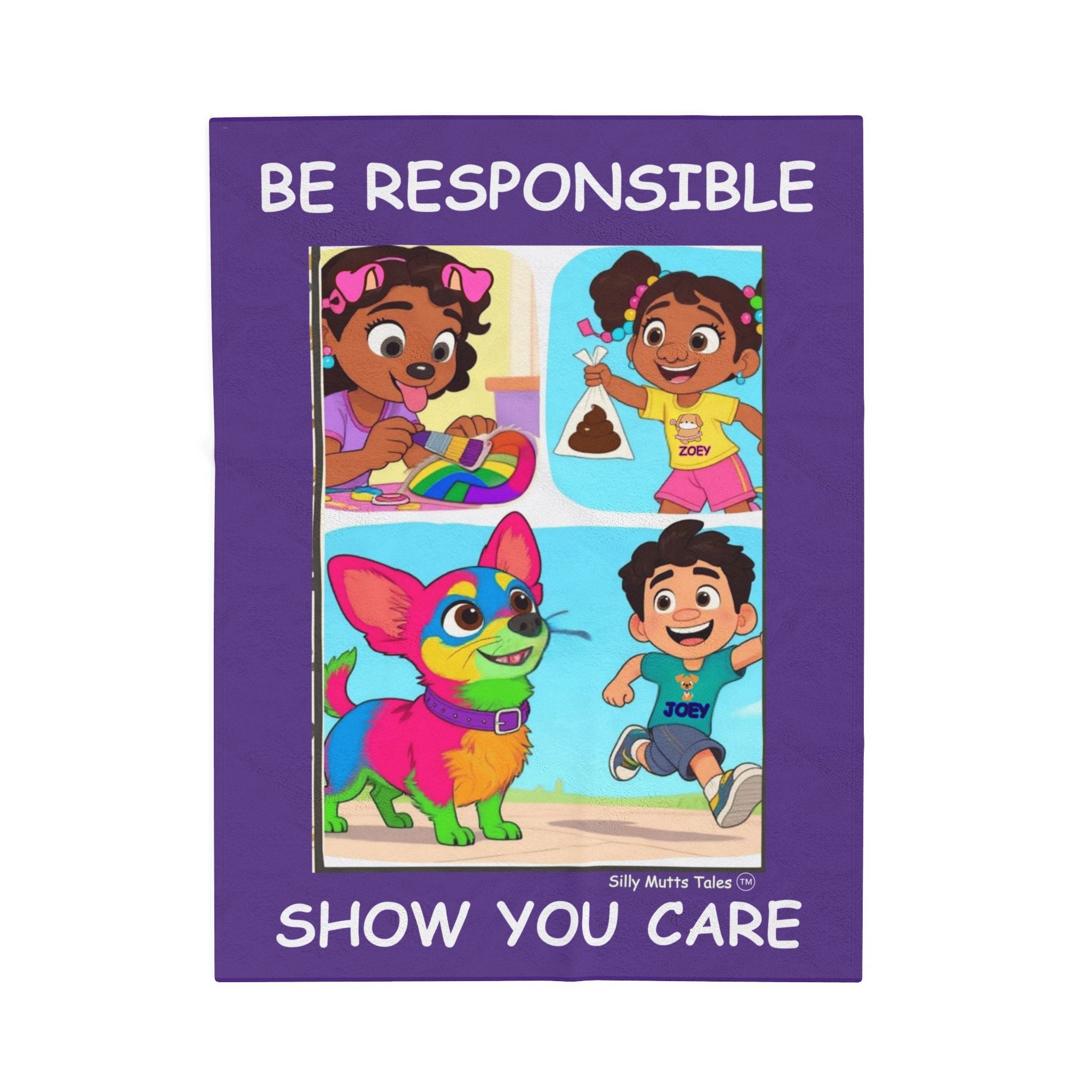 Be Responsible Kids Plush Blanket — "Be Responsible, Show You Care" Velveteen Throw for Children