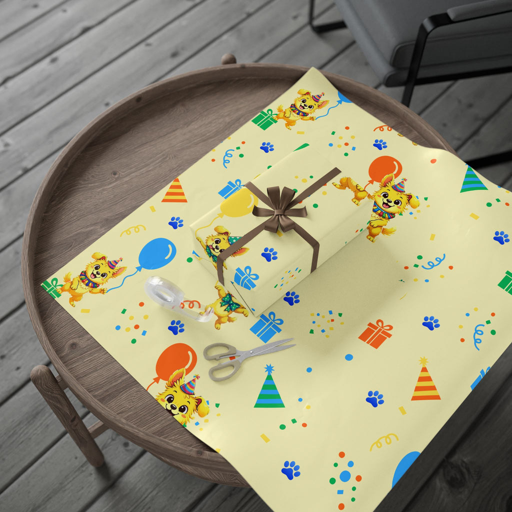 Silly Mutts Tales™ Peeps Birthday Gift Wrapping Paper – Butter Yellow