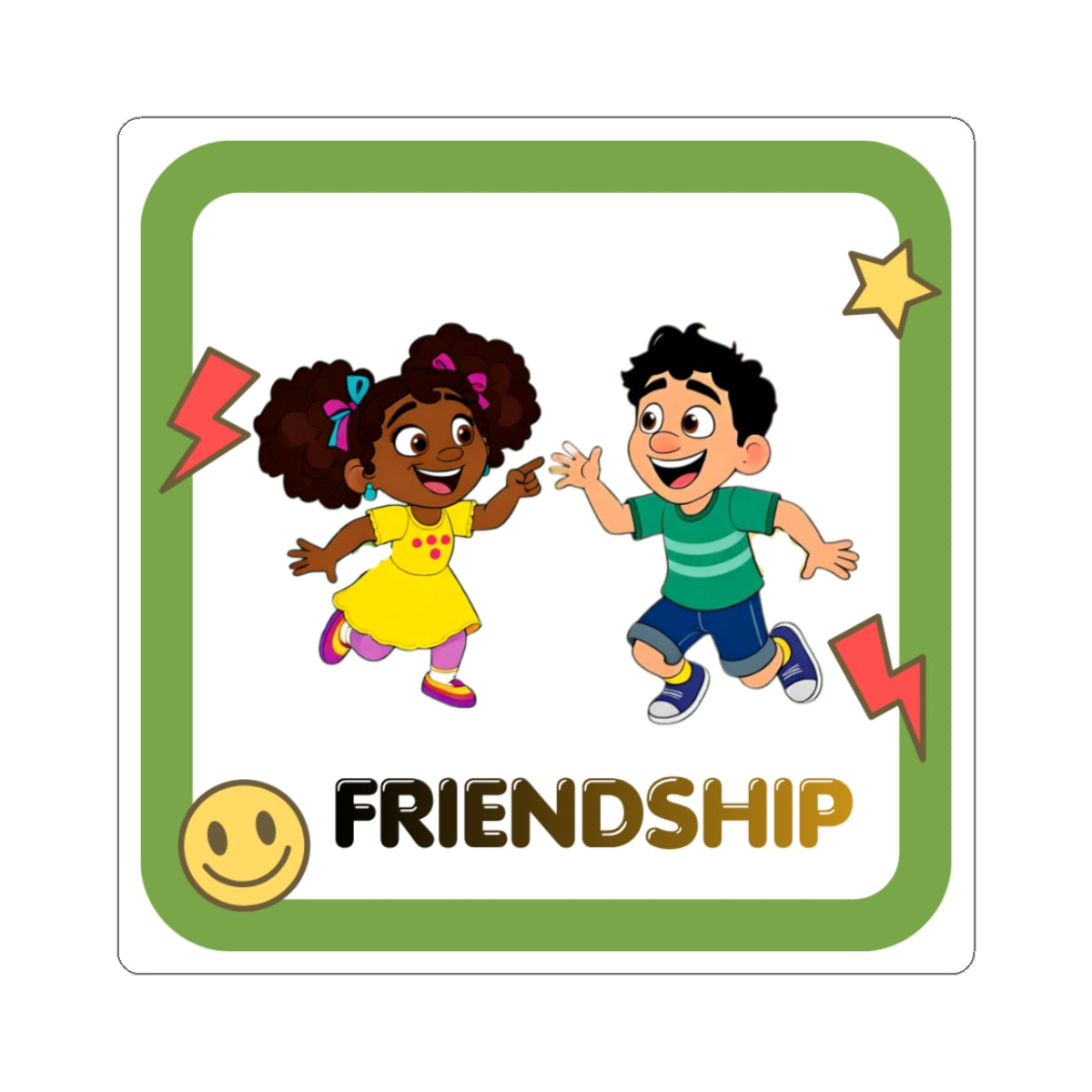 Friendship Kiss-Cut Sticker — Zoey and Joey High-Five Design