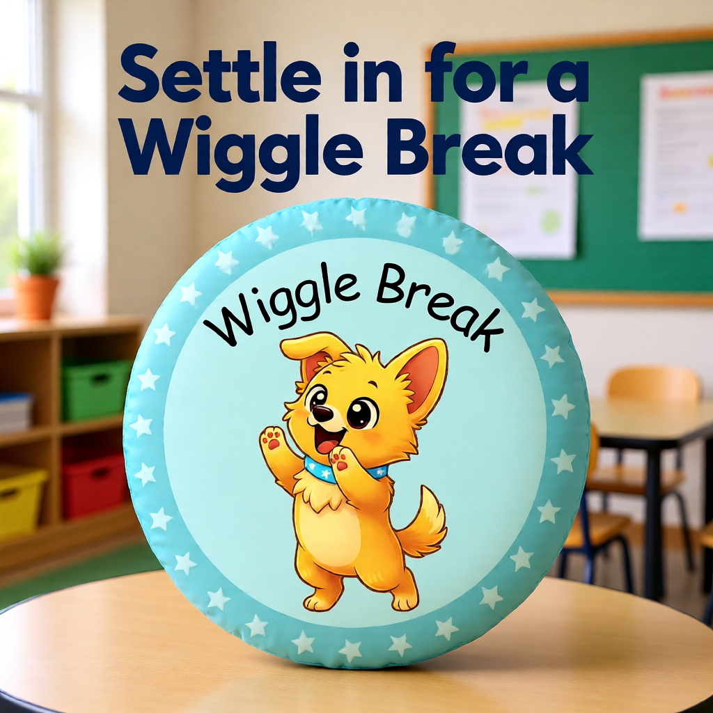 Peeps the Puppy "Wiggle Break" Round Floor Pillow