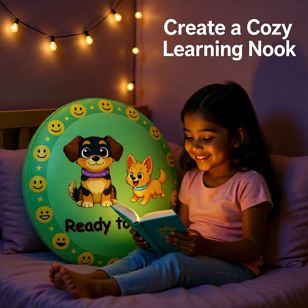 Ready to Learn Round Floor Pillow- Calm Corner Cushion Featuring Candy & Peeps