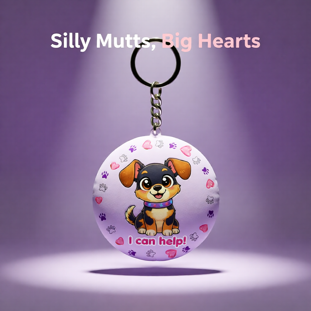 Silly Mutts Tales™ "I Can Help!" Candy Plush Keychain