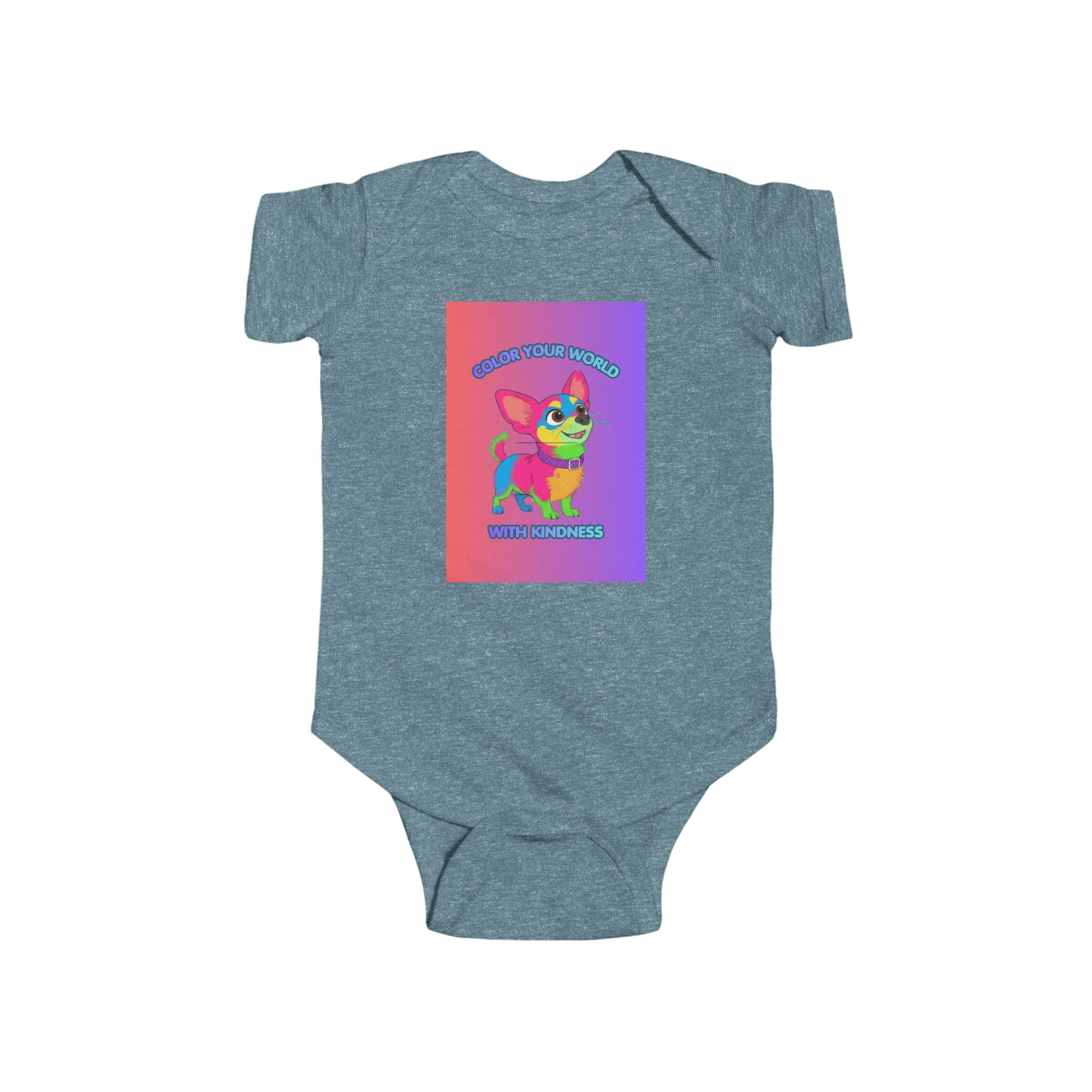 Color Your World With Kindness Infant Bodysuit — Rainbow Candy Dog