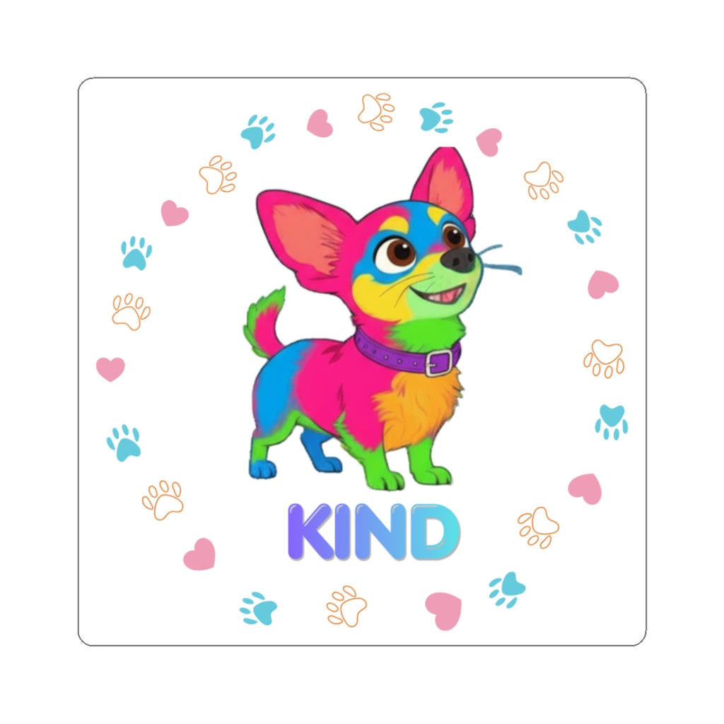 Kind Rainbow Pup Sticker — Candy Cute Paw Print Kiss-Cut Sticker