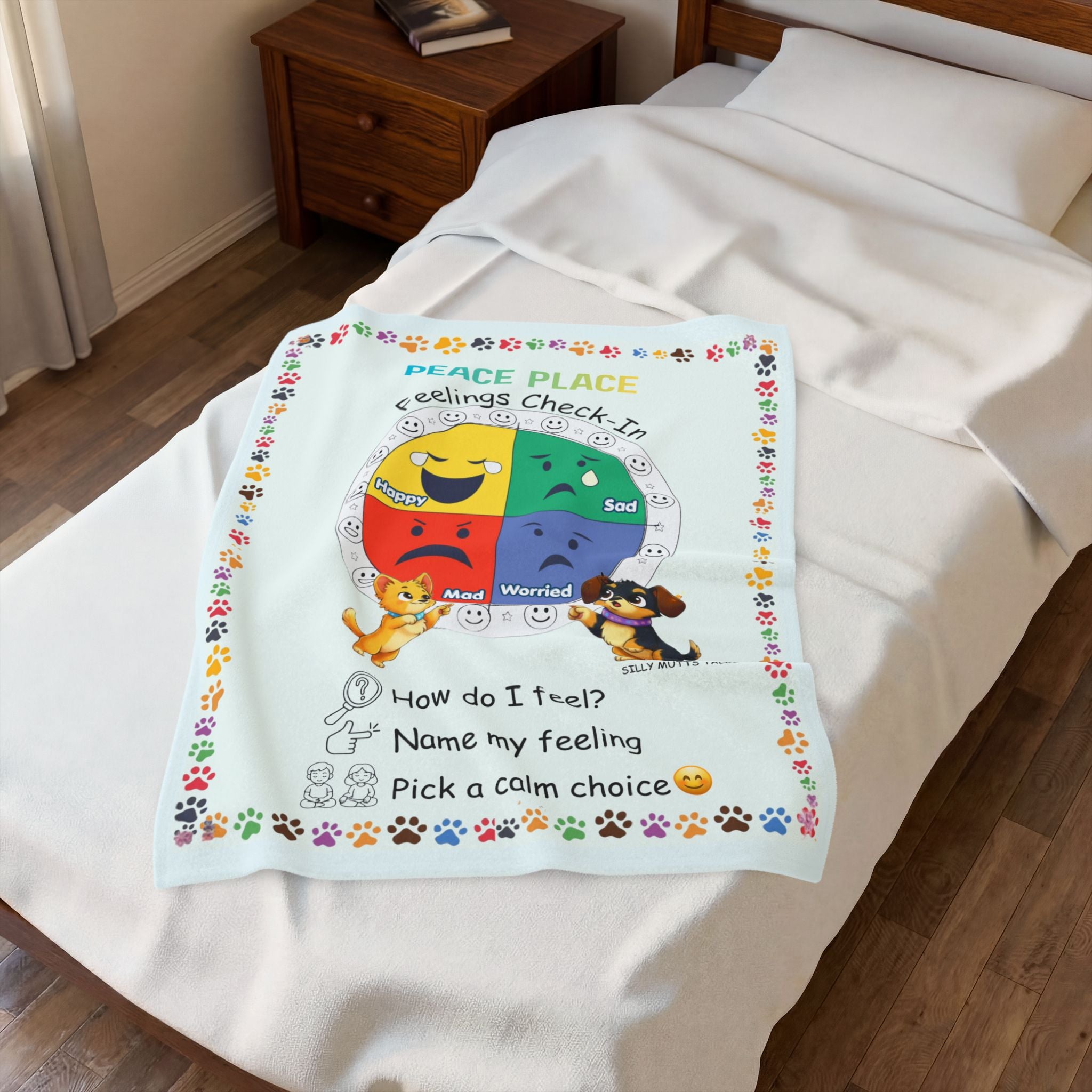 Peace Place Feelings Check-In Plush Velveteen Blanket