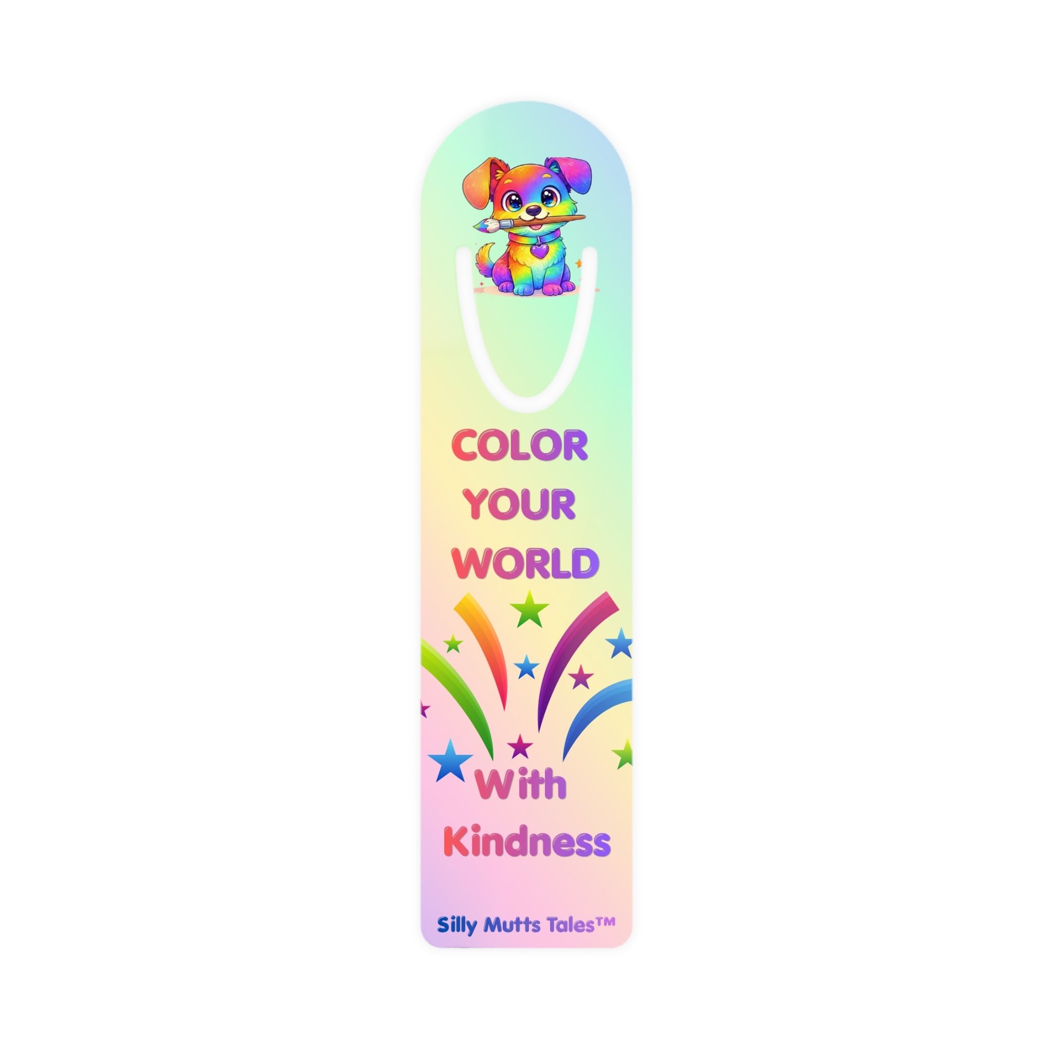 Color Your World With Kindness Bookmark – Candy the Artist Pup