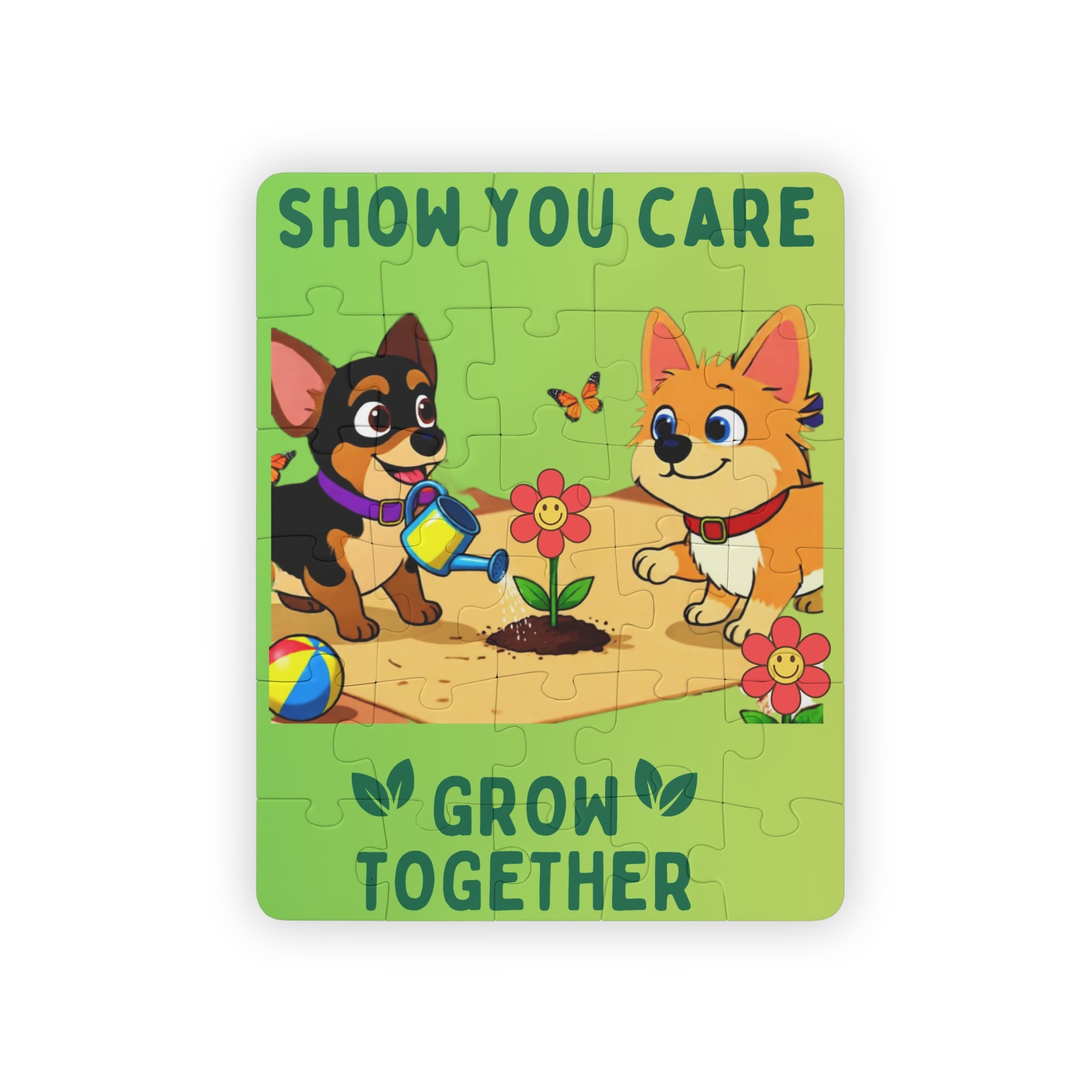 Kids' Puzzle — "Show You Care, Grow Together" Silly Mutts Tale Dogs (30-Piece)