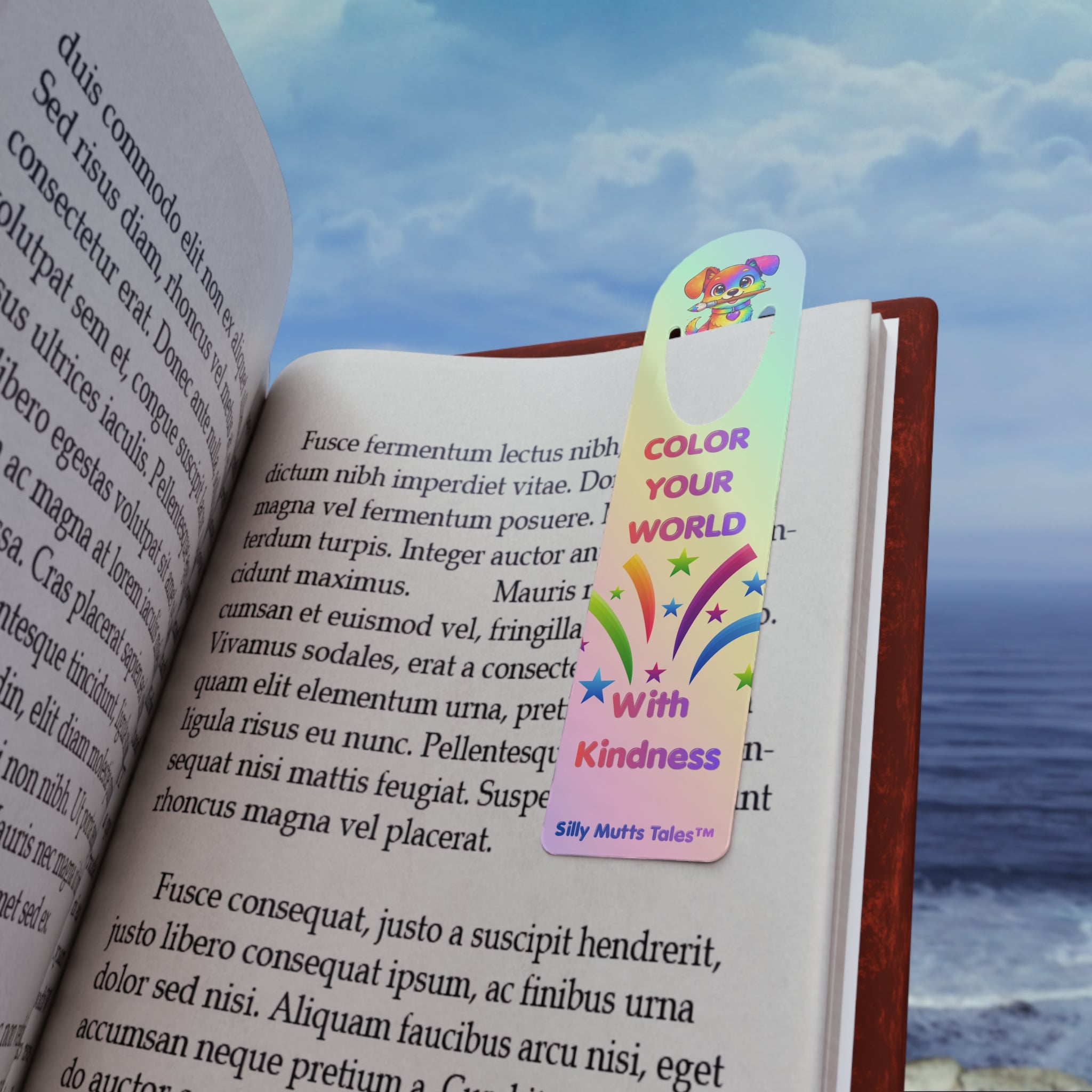 Color Your World With Kindness Bookmark – Candy the Artist Pup
