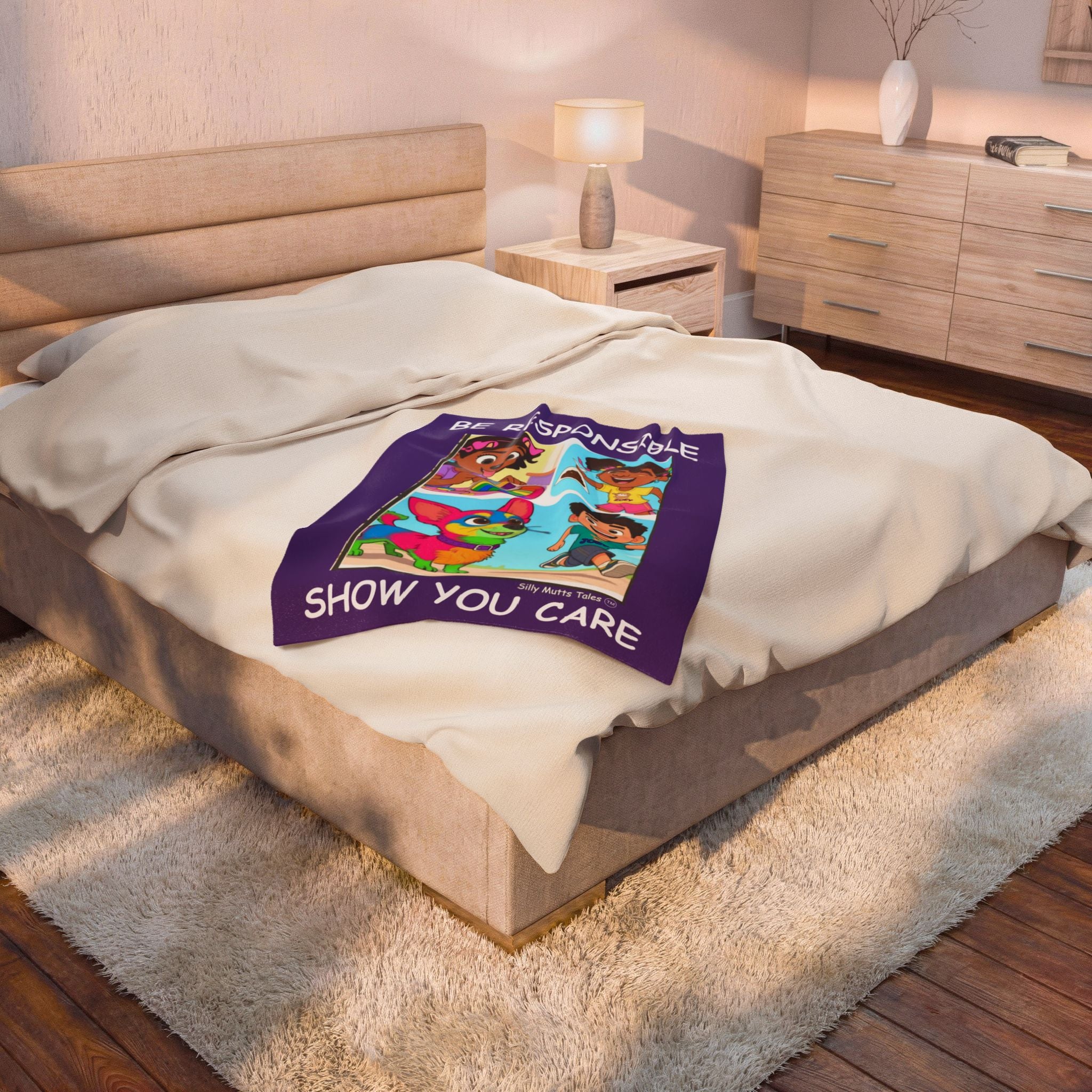 Be Responsible Kids Plush Blanket — "Be Responsible, Show You Care" Velveteen Throw for Children