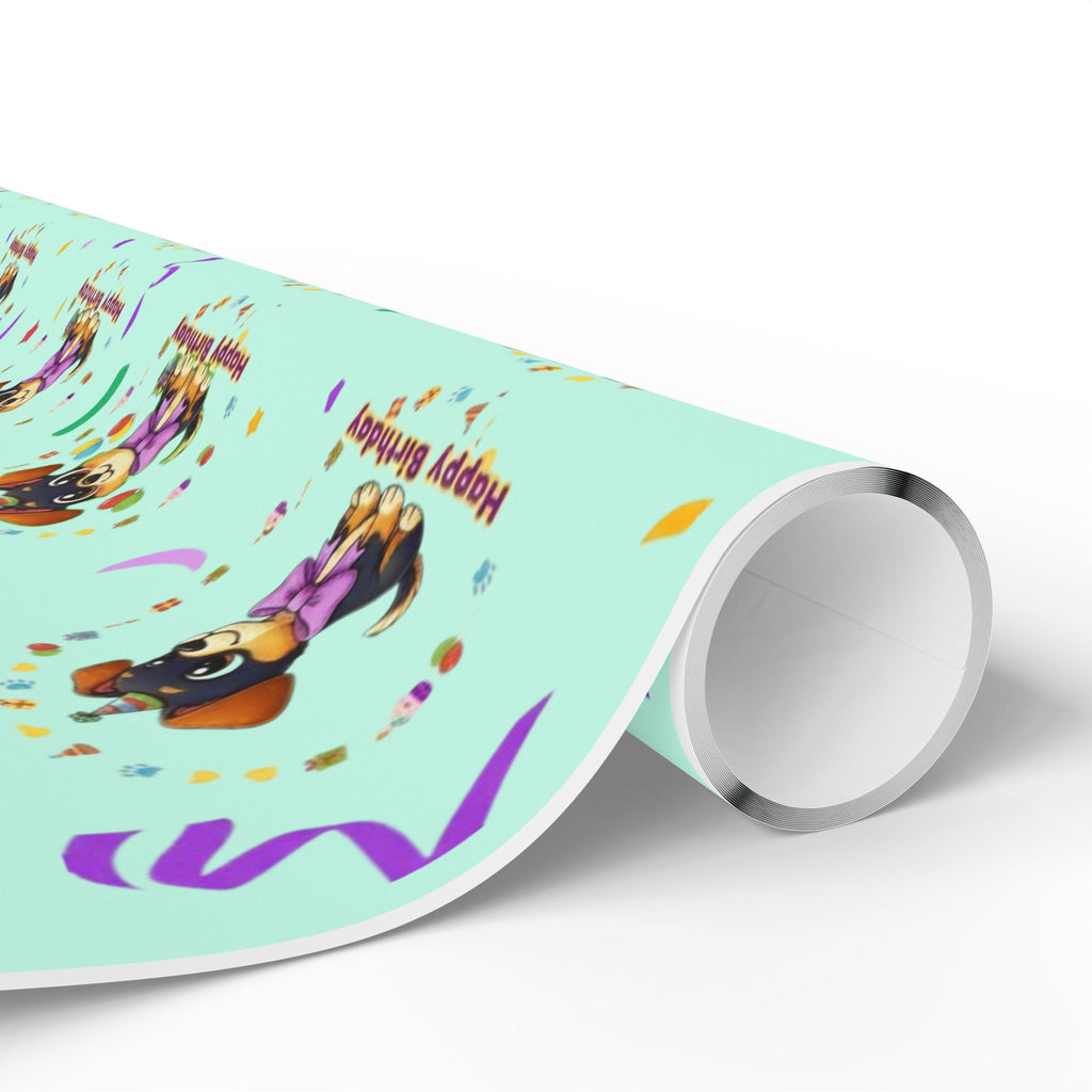 Silly Mutts Tales™ Candy Happy Birthday Gift Wrapping Paper – Mint Pastel