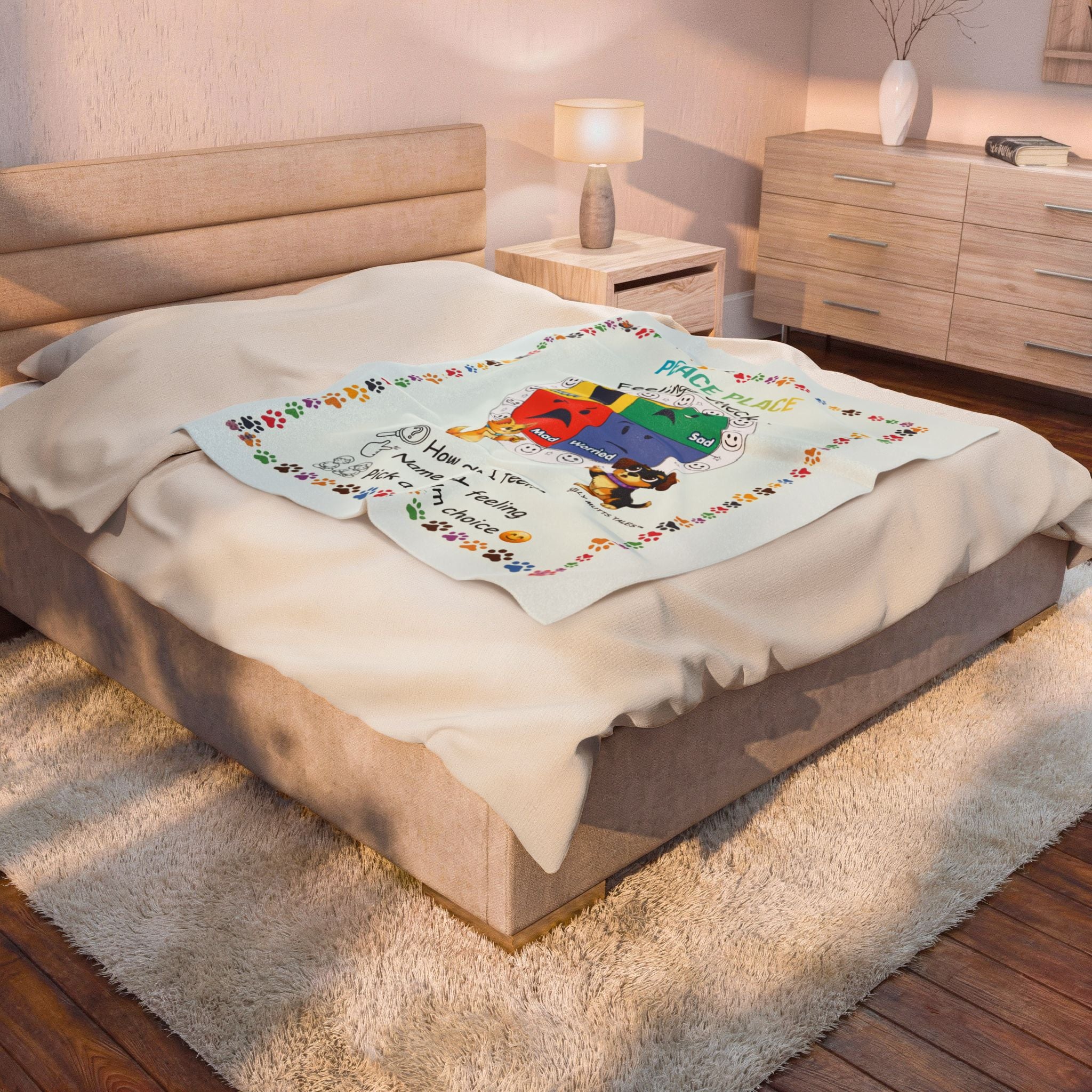 Peace Place Feelings Check-In Plush Velveteen Blanket
