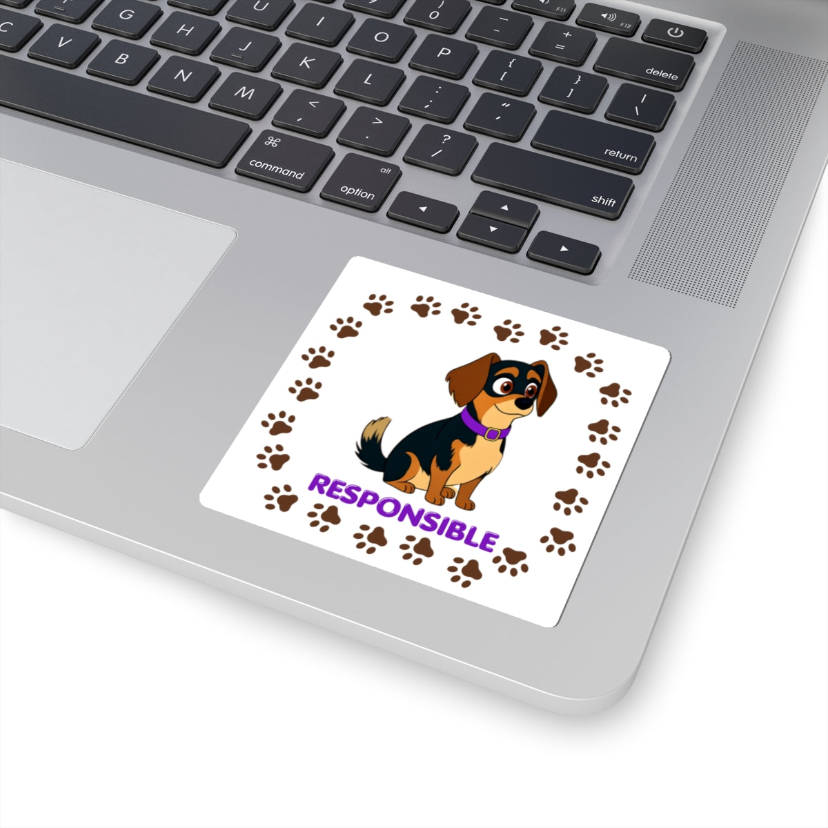 Responsible Pup Sticker — Candy Paw Print Kiss-Cut Sticker