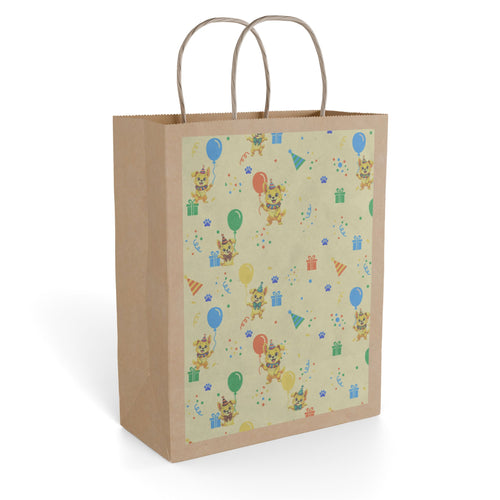 Birthday Party Paper Gift Bag — Cute Balloon & Puppy Celebration Design