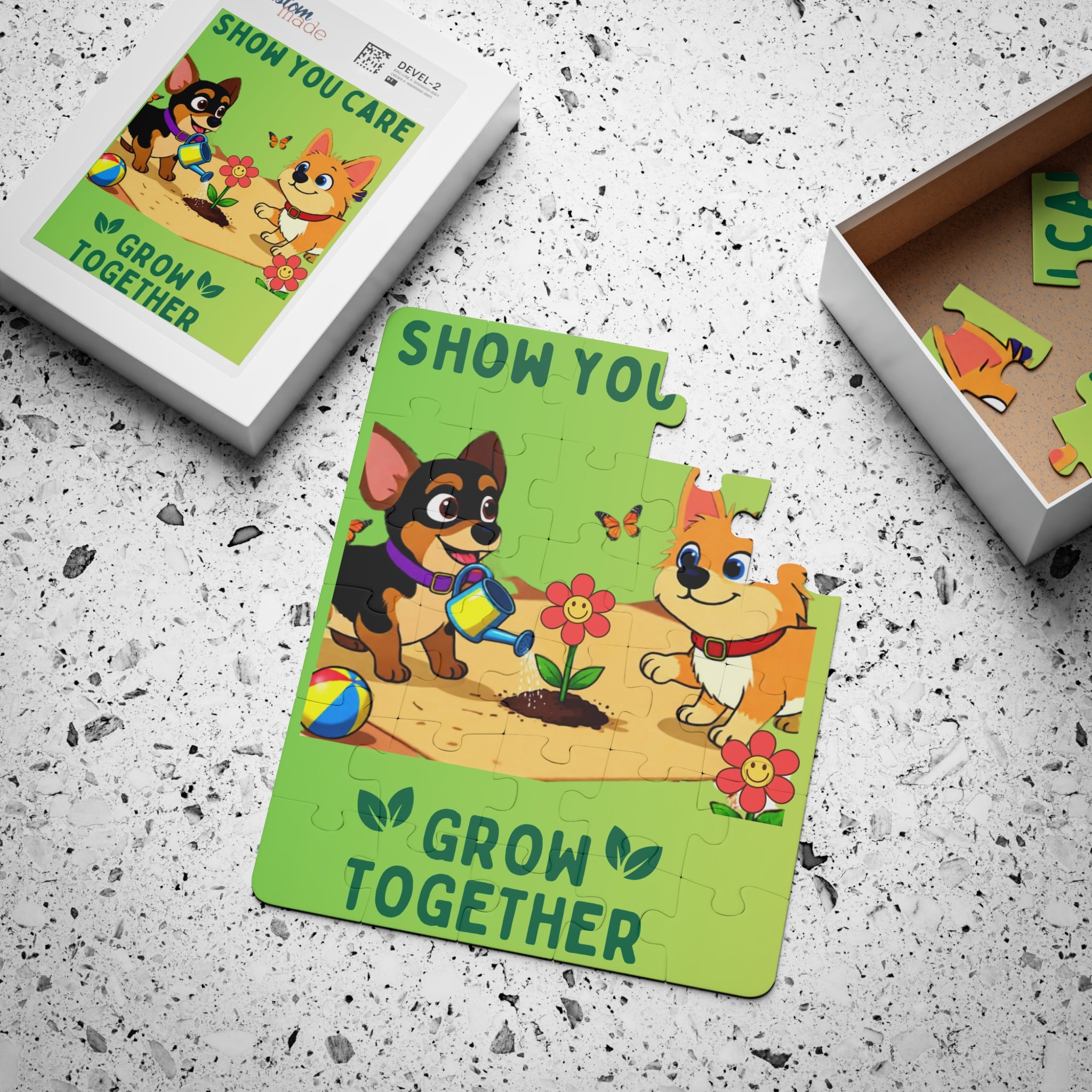 Kids' Puzzle — "Show You Care, Grow Together" Silly Mutts Tale Dogs (30-Piece)
