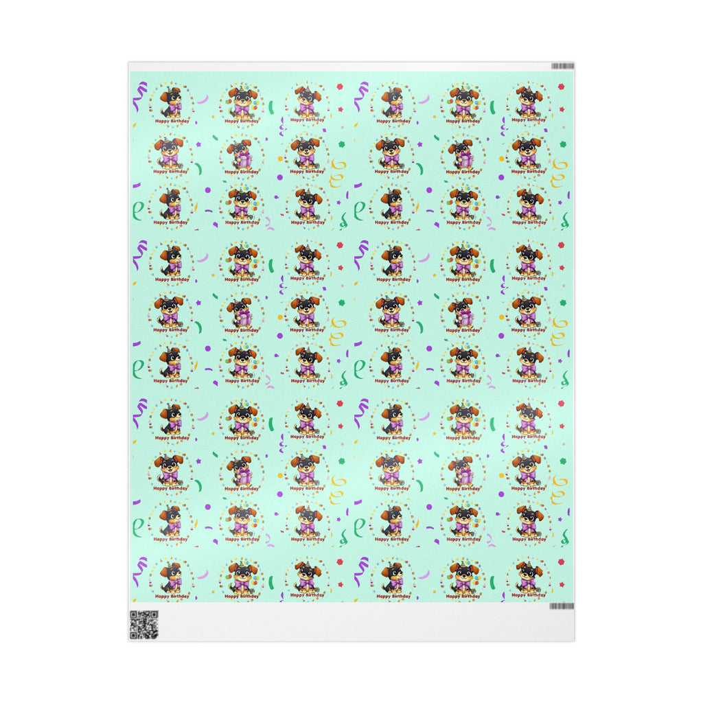 Silly Mutts Tales™ Candy Happy Birthday Gift Wrapping Paper – Mint Pastel