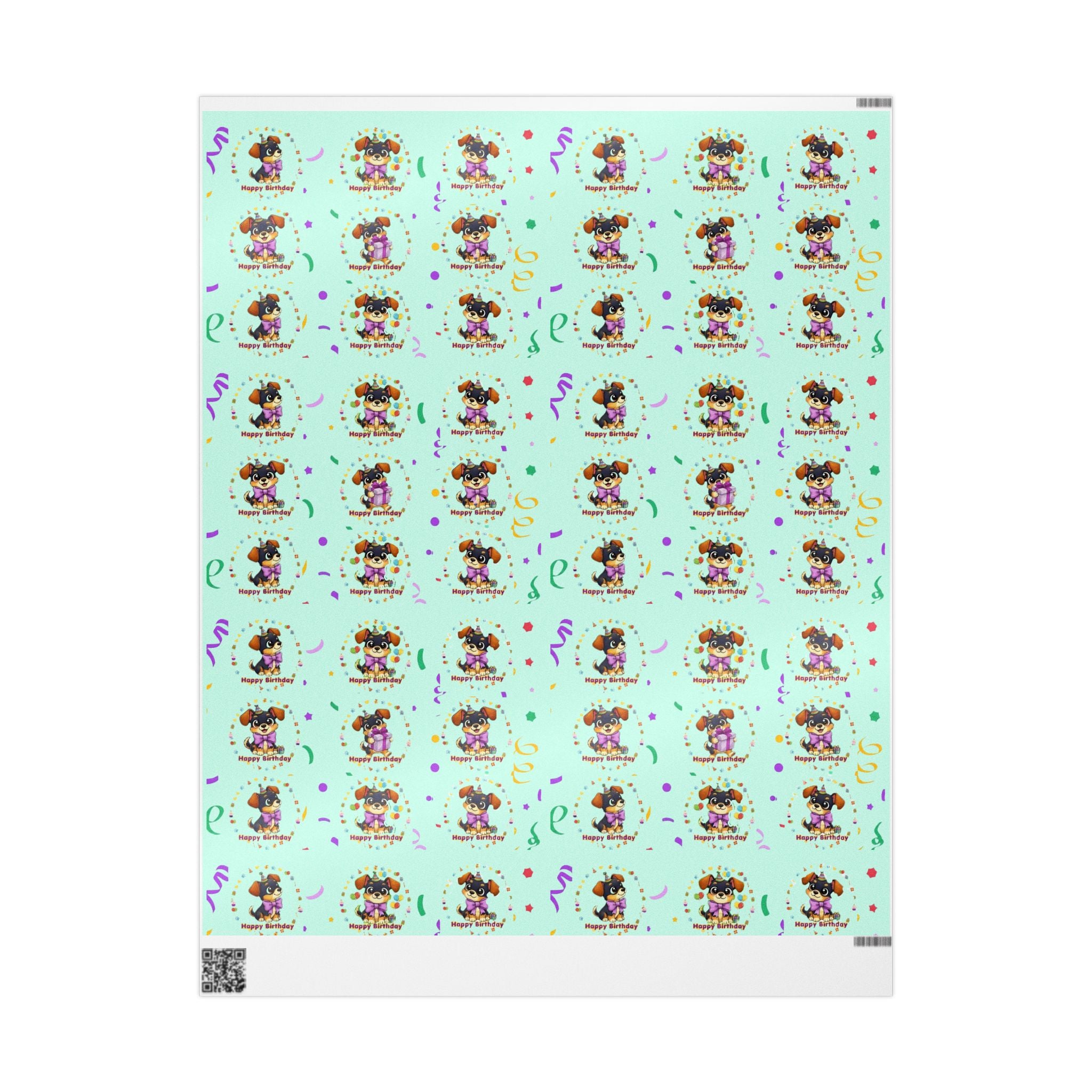 Silly Mutts Tales™ Candy Happy Birthday Gift Wrapping Paper – Mint Pastel